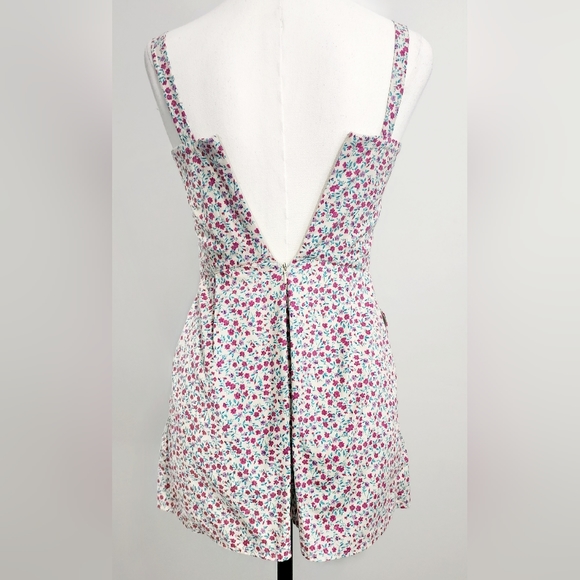 FOREVER NEW Vintage Women Playsuit Size 6 Pink Floral Sleeveless Zip Pockets - Picture 8 of 11